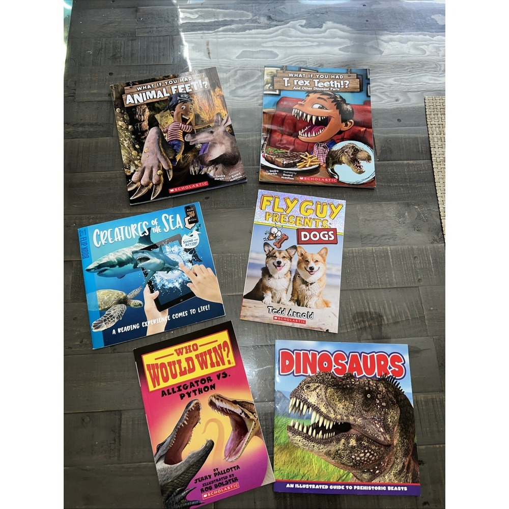 Scholastic Kids Nonfiction Book Lot Who Would Win Fly Guy Dinosaurs 6 Books